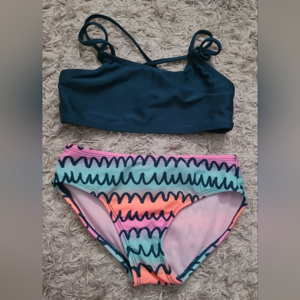 Cat & Jack Navy and Multicolor Kids Bikini